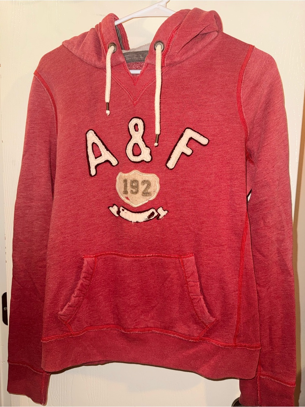 Abercrombie & Fitch Red Pullover Hoodie with Logo